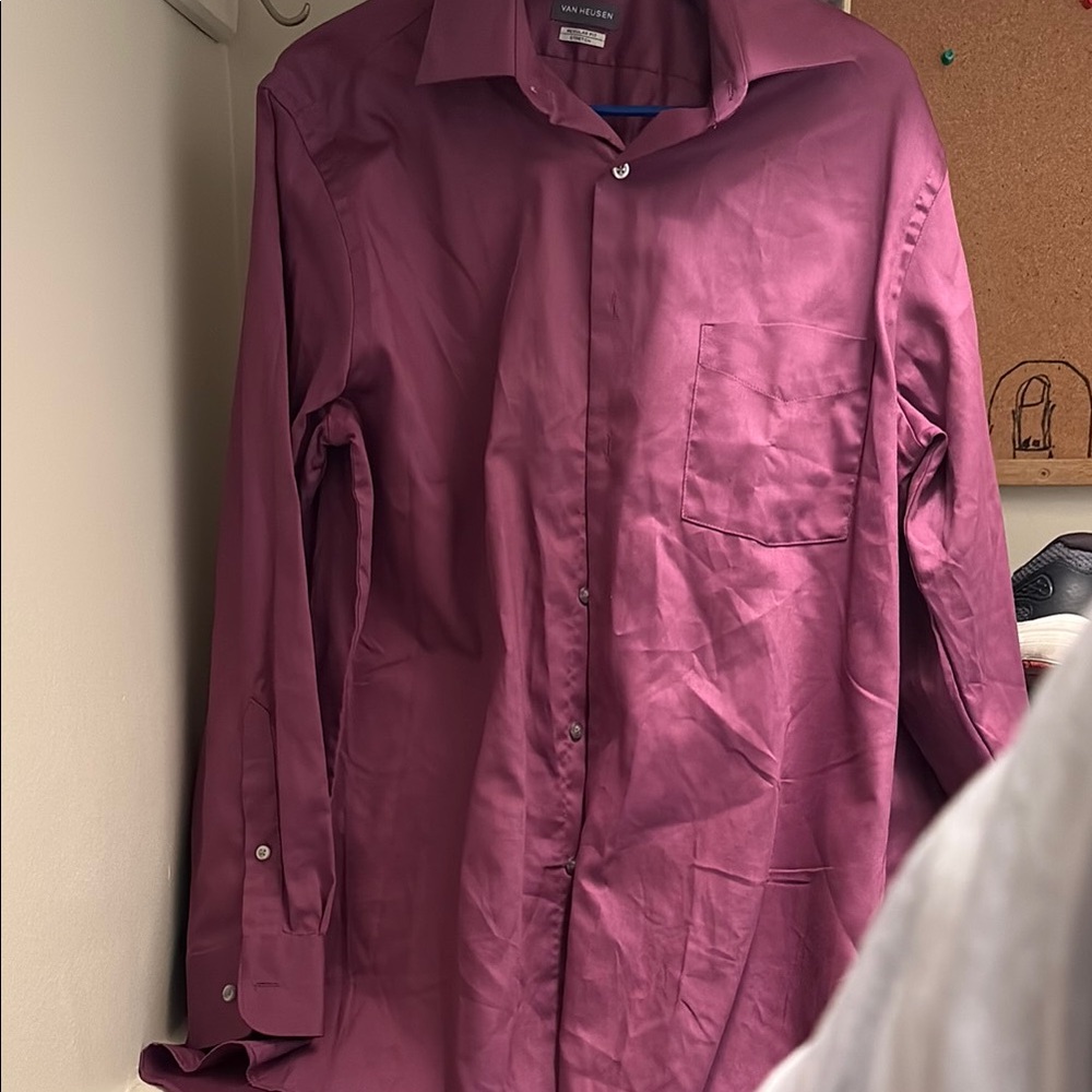 Van Heusen Purple Dress Shirt Elegant Cotton Blend